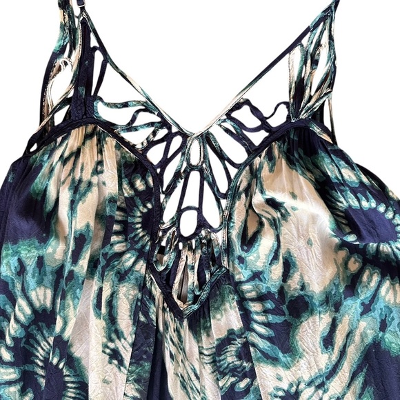 Anthropologie Women’s Blue Maxi Drama Beach Flowy Boho Strappy Dress ~ Size M - Picture 8 of 15